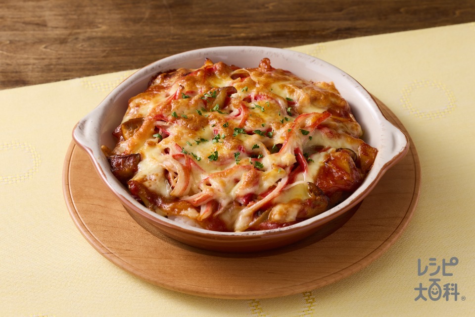 カニカマトマトクリームドリア(ご飯+かに風味かまぼこを使ったレシピ)