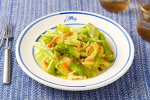 キャベツとアスパラと桜えびのアーリオ・オーリオ