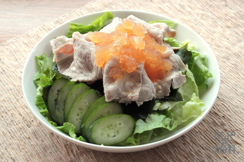 氷みぞれつゆで　鶏だしゆず風味豚しゃぶサラダ(豚ロースしゃぶしゃぶ肉+レタスを使ったレシピ)
