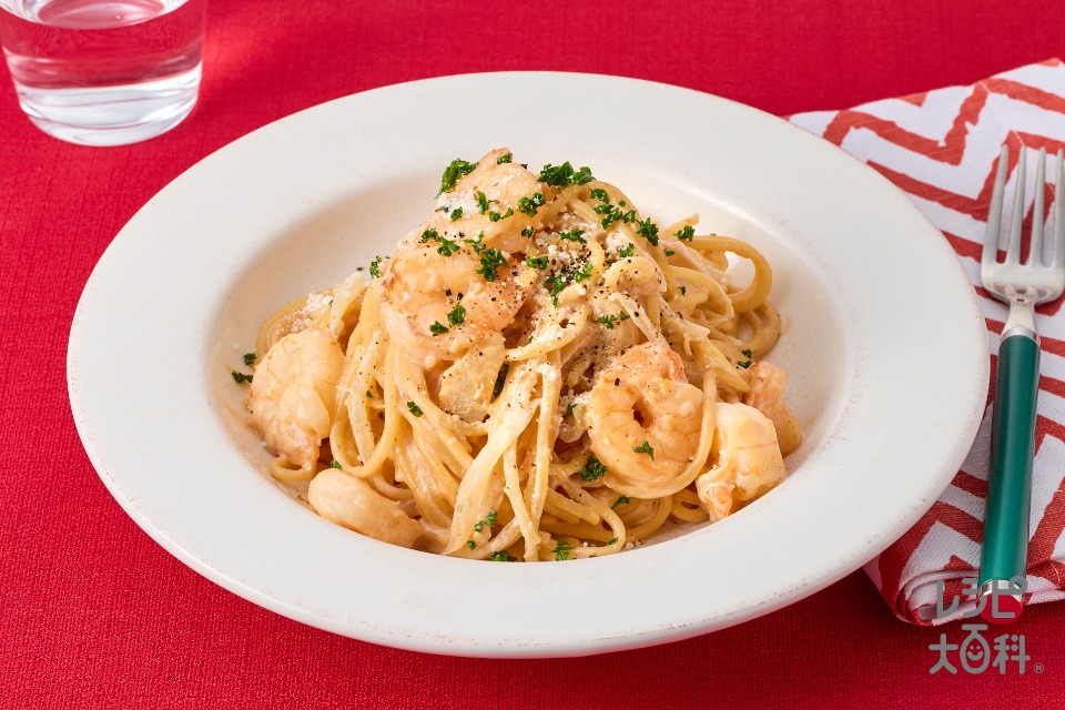 ワンパン★韓国風ロゼクリームパスタ(スパゲッティ+玉ねぎを使ったレシピ)