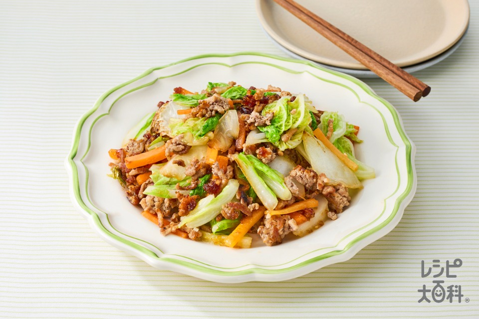 ひき肉と白菜のオイスターソース炒め(豚ひき肉+白菜を使ったレシピ)