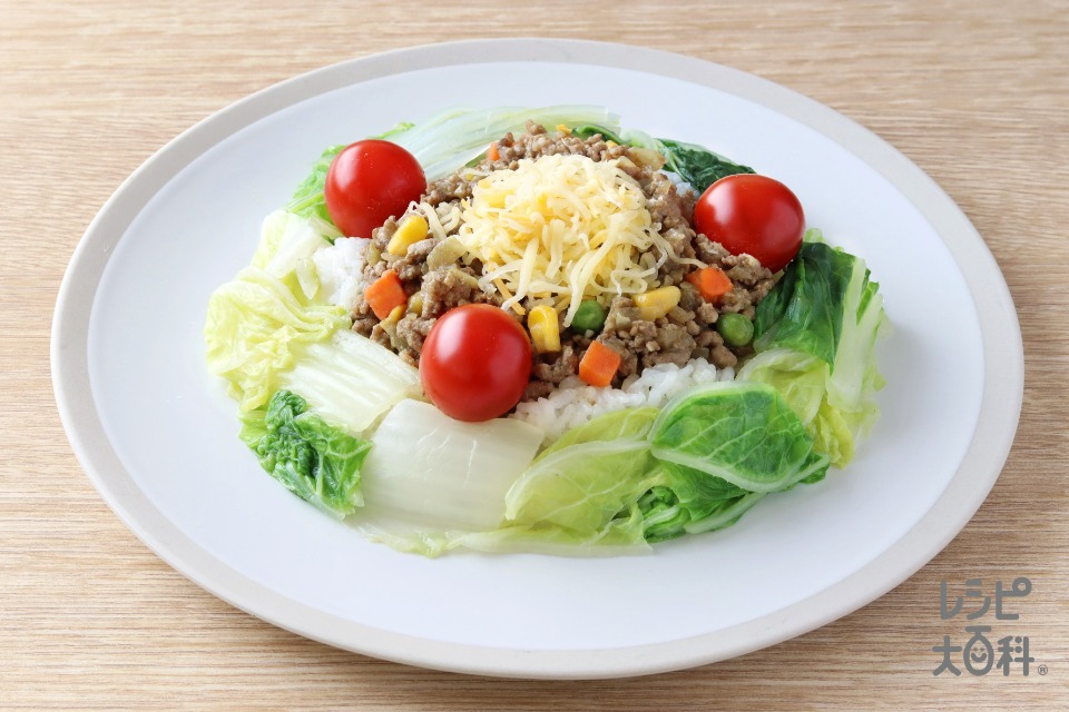 和風タコライス(合いびき肉+白菜を使ったレシピ)