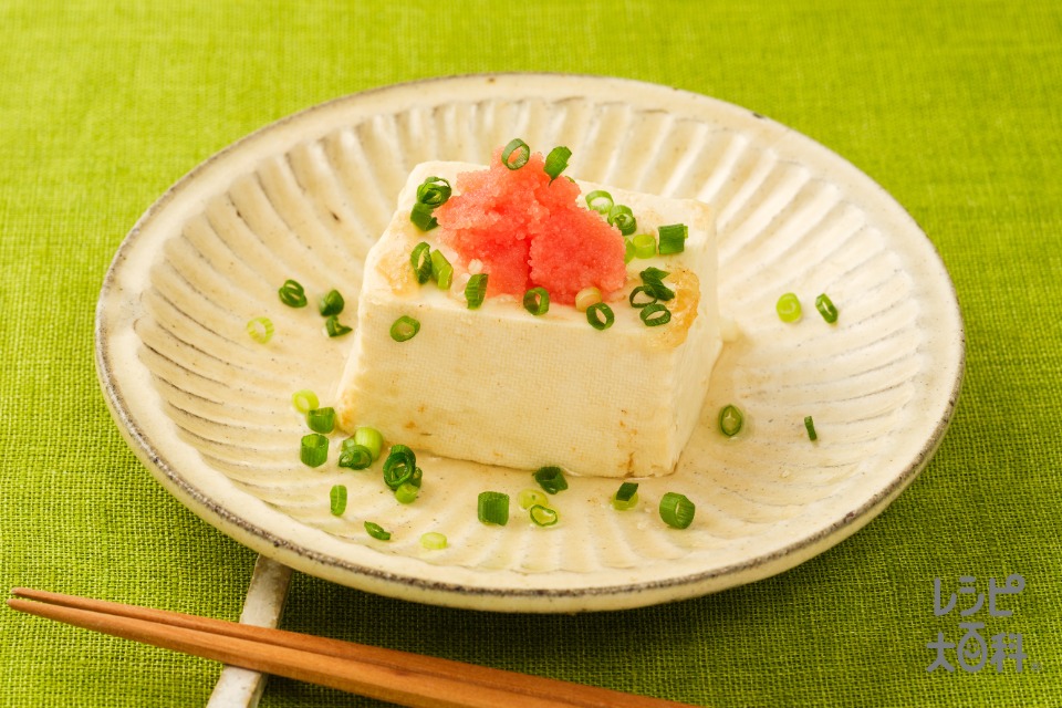 すぐできる！レンジで作る豆腐たらこ温奴(絹ごし 豆腐+「ほんだし」を使ったレシピ)